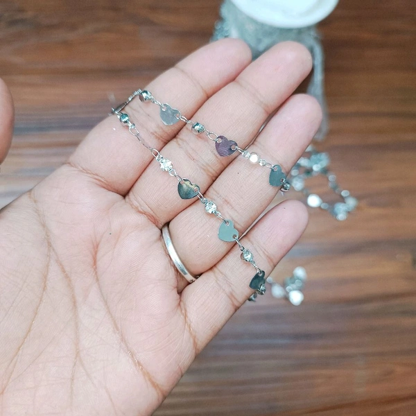 Heart Diamond multipurpose Chain Silver (1mtr)
