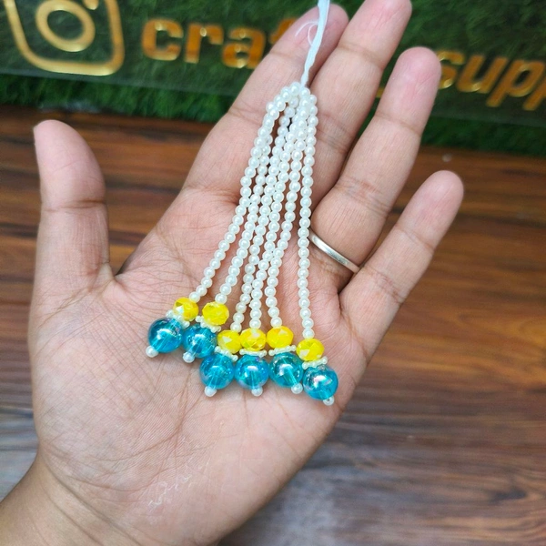 Blue White Moti Latkan / Tessel / Hanging 1 Pc 