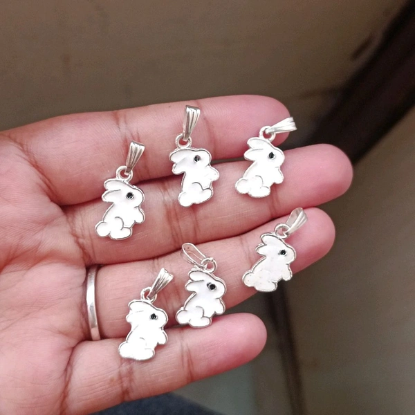 White Bunny Charms Pack Of 6 Pc 