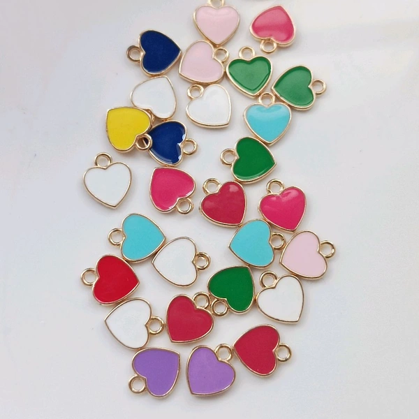 Multi Heart Charms Pack Of 10 Pc