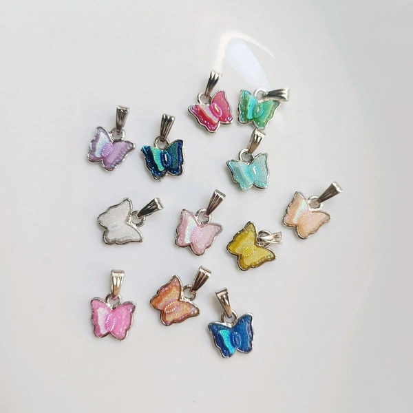 Multi Glitter  Butterfly Charms Pack Of 6 Pc 