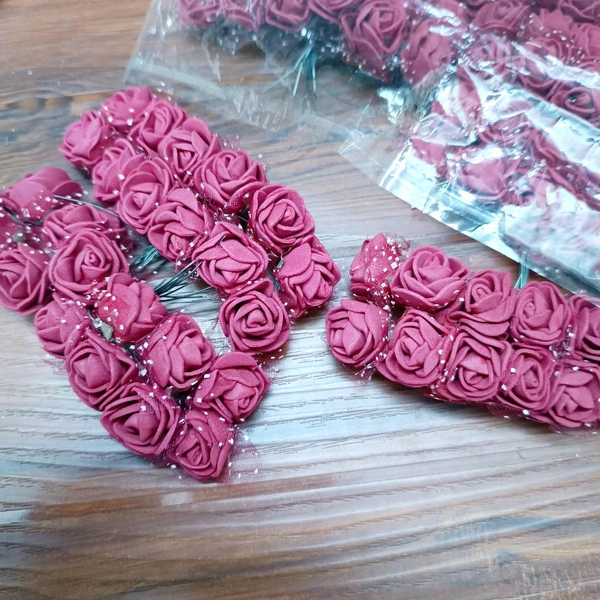 Maroon foam Flower (144pc)