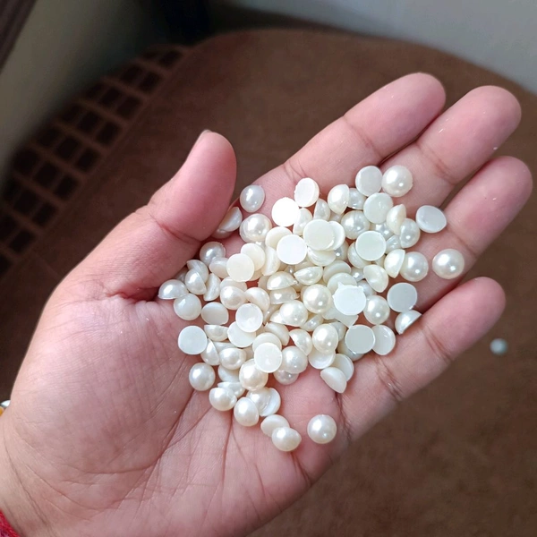 Half Cut Pearl Beads White (25grms) 8MM 