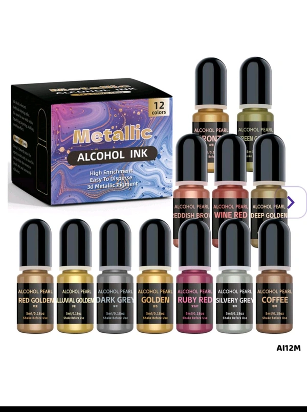 Alcoholic Metallic Pigment Ink Set Of 12 Pieces