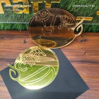 Shubh Labh Acrylic Golden Cutout 2pc (3" Inch)