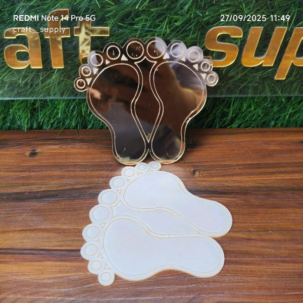 Lakshmi Charan Acrylic Golden Cut Out Pair (2pc ) 3.2" Inch 