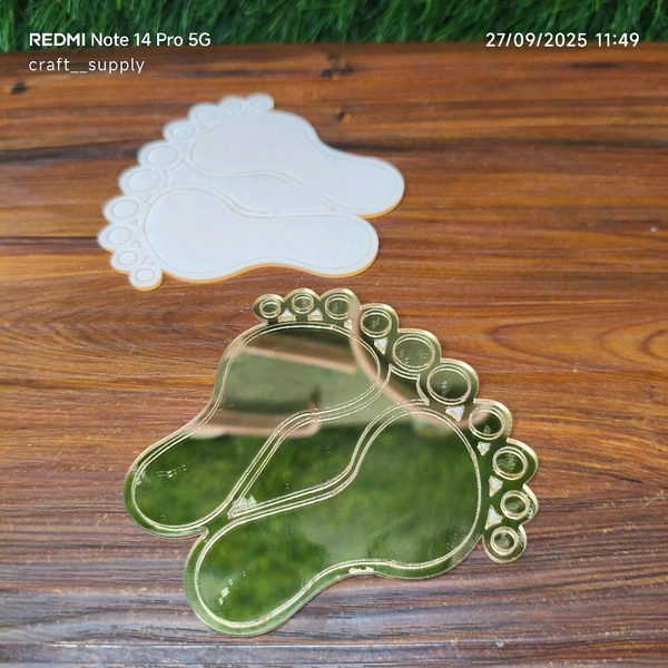Lakshmi Charan Acrylic Golden Cut Out Pair (2pc ) 3.2" Inch 