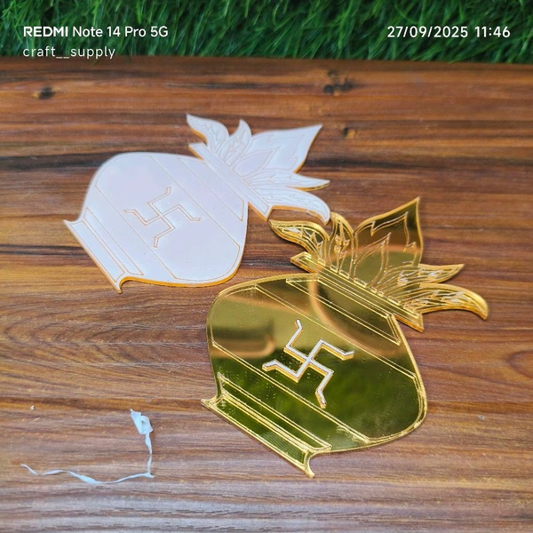 Kalash Golden Acrylic Cut Out 2 Pc Pair (4")
