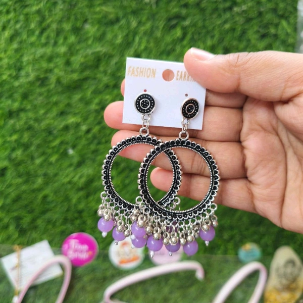 Resin Jhumka Base Pair(lavender Beads) 