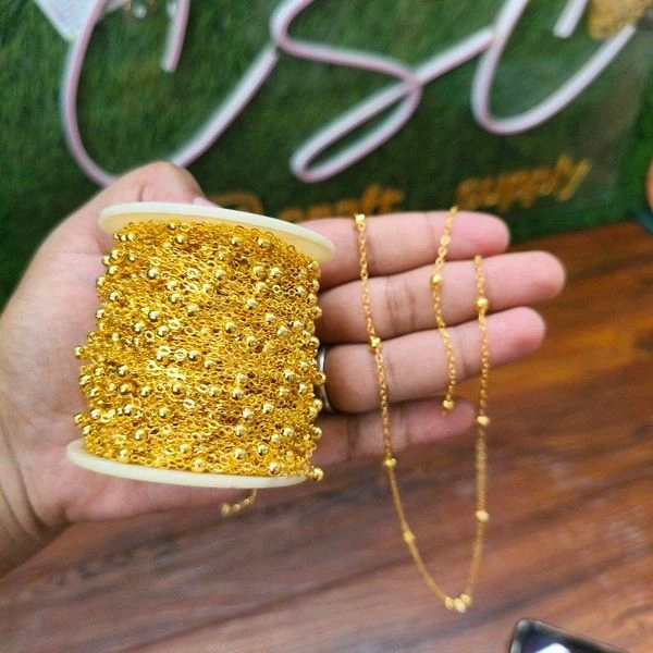 Golden Moti / Beaded Chain (50 MTRS Full Roll) 