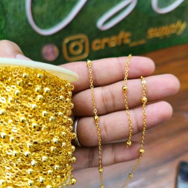 Golden Moti / Beaded Chain (50 MTRS Full Roll) 