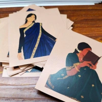 Display Cards 3.5"4 Inch 50 Pcs (Non Personalised) Saree Girl 