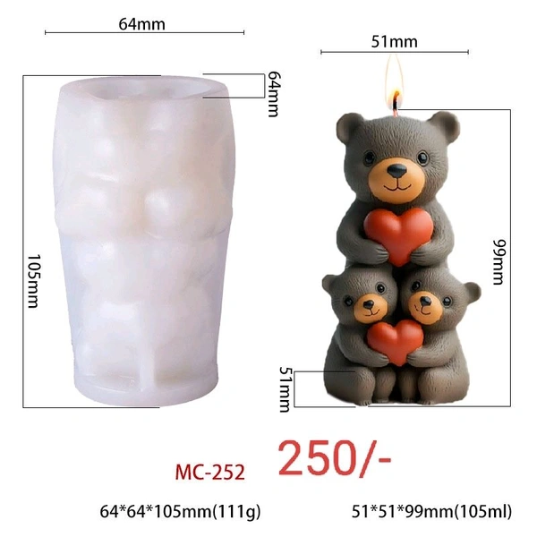 Teddy Candle Mold Mc -252