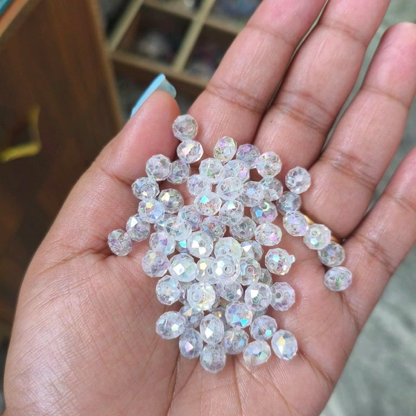 Rakhi Beads , Rakhi Making Beads And Moti , Pendent , Bracelet Making Beads 25 Grms White Holographic 