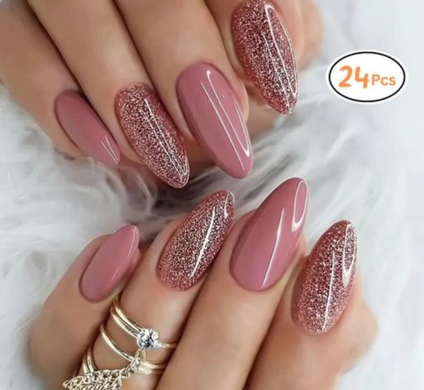 Artificial Nails Glossy Pink Reusable