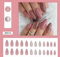 Artificial Nails Glossy Pink Reusable