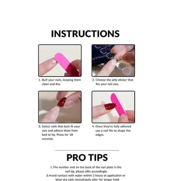 Artificial Nails Glossy Pink Reusable