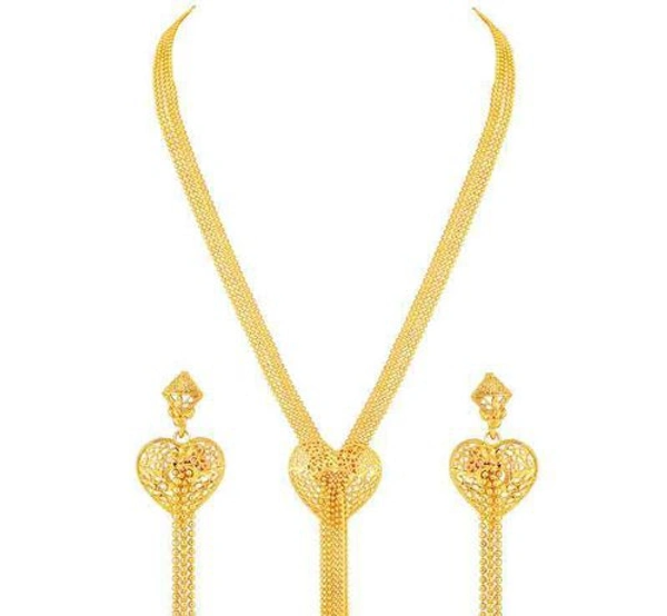 Stylish Heart Shape One Gram Gold Plated Multi String Necklace Set for Women - Free