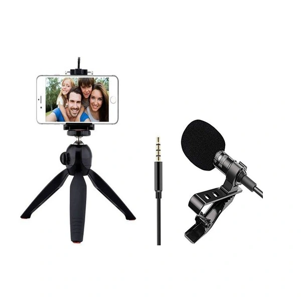 Tripod Stand for Phone and Camera With Mic - Free Size