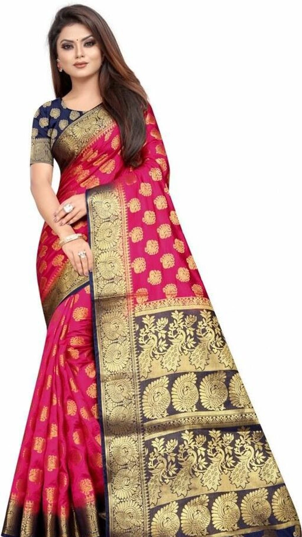 Cotton Silk Multicolor Saree For Women (Aksara) - Multicolor, Free Size