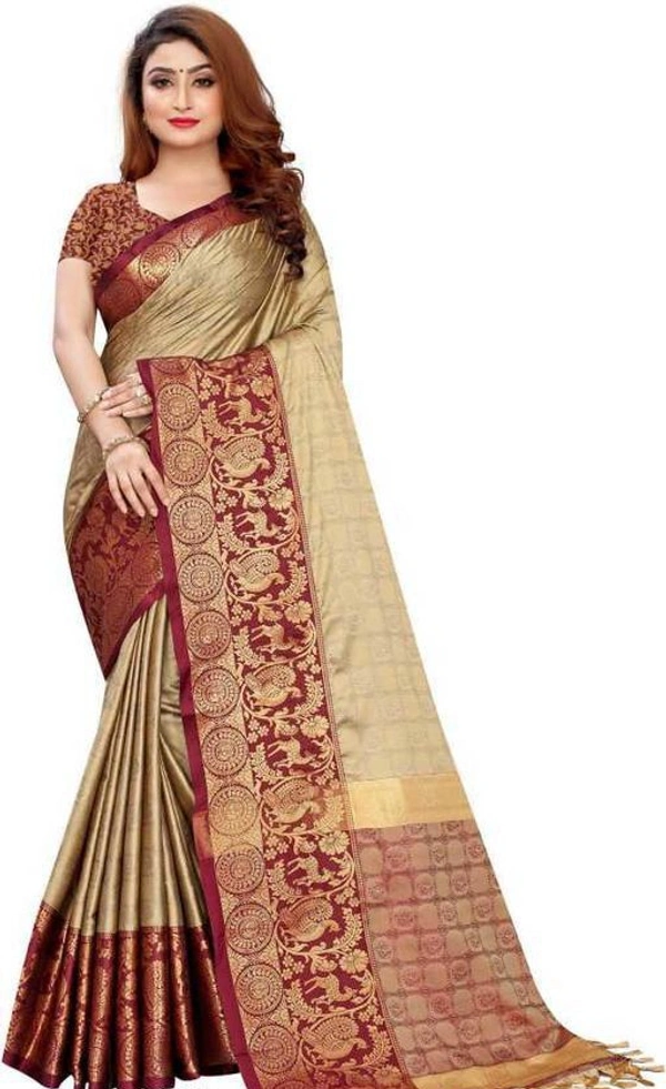 Beautiful Benarasi Silk Saree - Multicolor, Free Size