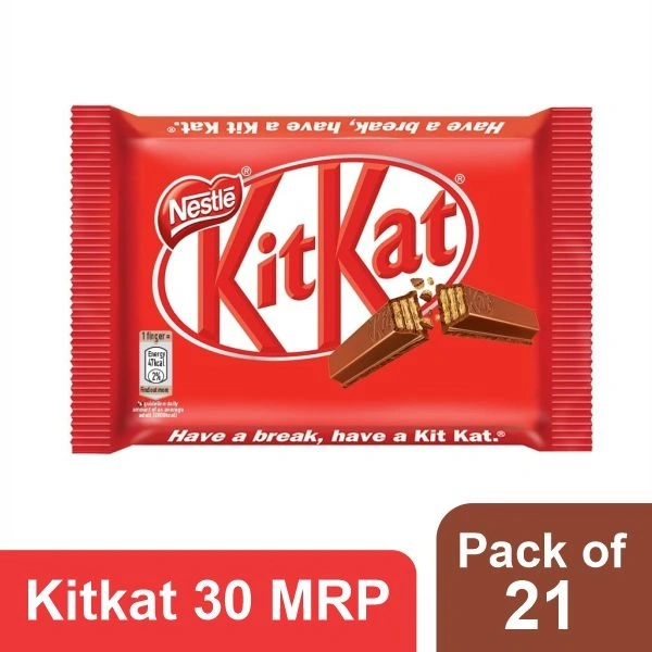 Nestle Kit Kat 4 Finger Wfer Bar Mrp. 30/- Rs. 21 Pcs in box