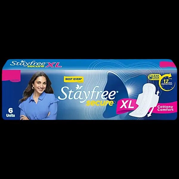 STAYFREE Sanitary Pads-Secure  XL With Wings, 6 pcs