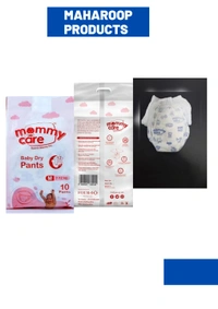 Mommy Care Extra Dry Baby Pants Diaper, Medium (M) Size, 60 Count, Super Absorbent Core Up To 12 Hrs. Protection, Soft Elastic Waist Grip & Wetness Indicator, Pack Of 6, Upto 12kg. - Medium (M)