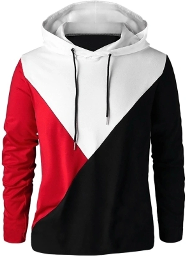 Eyebogler Color Block Men Hooded Neck Multicolor T-Shirt - Red,White,Black, S,M,L,XL