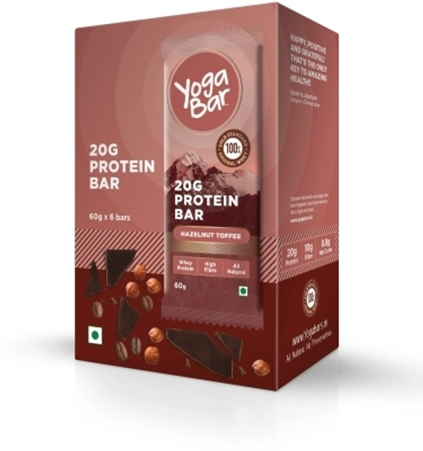 Yogabar Whey Protein Bar | Hazelnut Toffee Pack of 6 | Hazelnut ToffeeForm