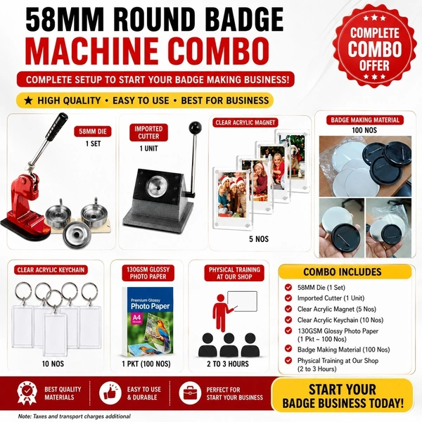 58mm Round Badge Machine with Imported Cutter - with Training