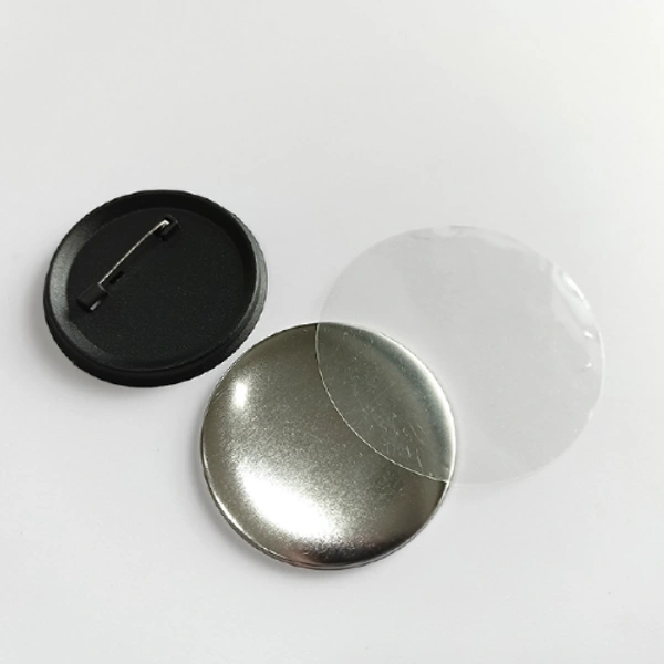 58mm Badge with Pin Blank Material (Black Back) - 100 Qty