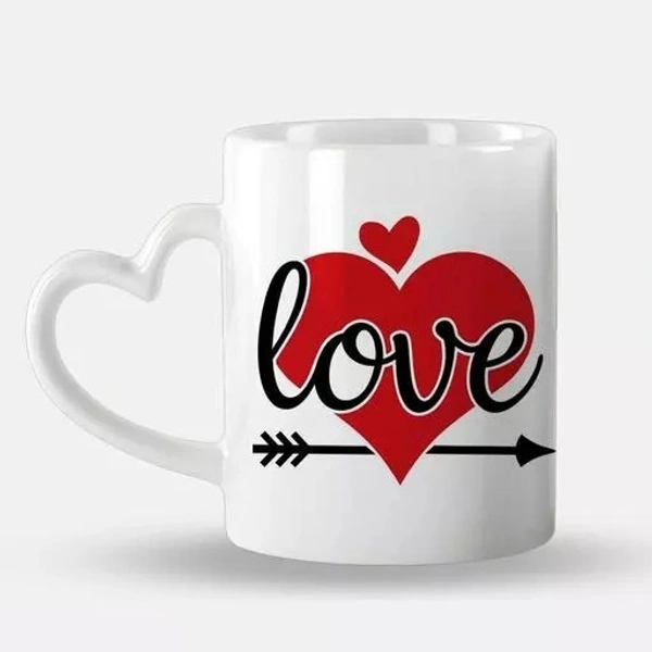 White Mug Heart Handle