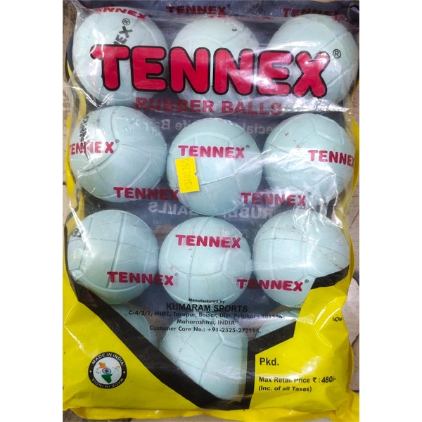  Tennex T White Rubber Ball-Mrp 50 Price 32/Pcs [12 PCS]