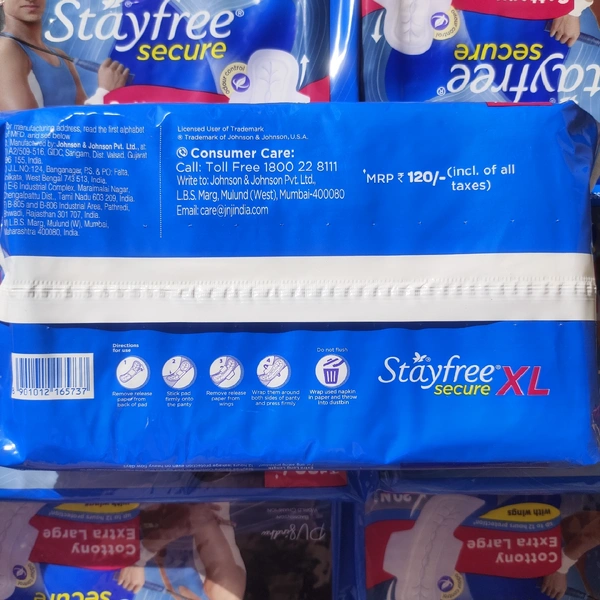 Stayfree Secure XL Big Pack- Mrp 124, Price 106/pack.  [Pack Of 18 pads]