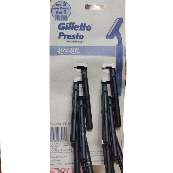 Gillette Presto Razor- Mrp 25, Price16.66/Pcs [Pack Of 12 ]
