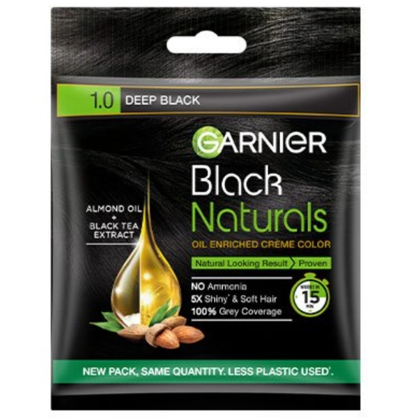Garnier Black Natural Hair Colour- Mrp 35, Price 30/Pcs [Pack Of 8 ] - Deep Black