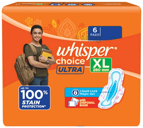 Whisper Choice Ultra XL -Mrp,50 Price 42/Packet [Pack Of 6pcs]