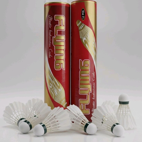 Flying Plastic Badminton Cock With Ruber End- Mrp10, Price 7/Pcs [Pack of 12pcs]