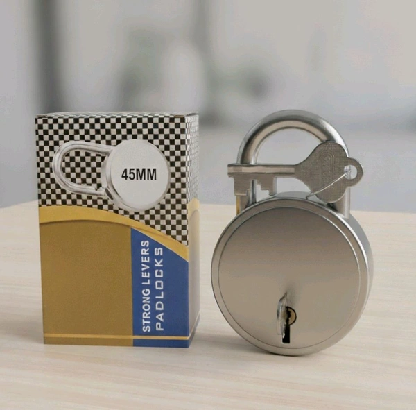 Round Lock Steel Polished Padlock With 2 Keys Size 45mm (MOQ-3pcs)