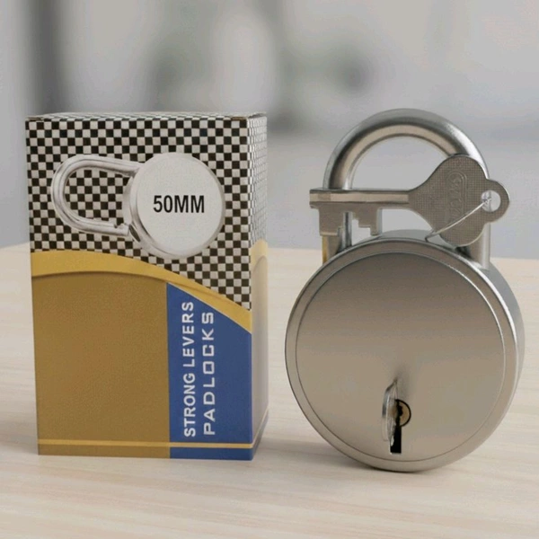 Round Lock Steel Polished Padlock With 2 keys Size 50mm