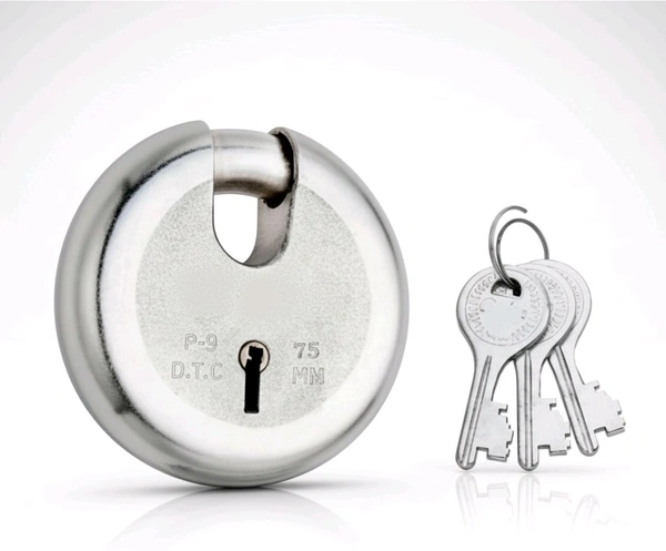 Round Lock Heavy Duty Steel Shutterlock With 3 Keys Size 75MM