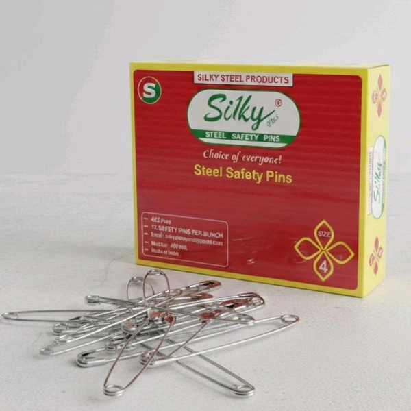 Silky Steel Safety Pins, Saree Pin- Price 5/set(10pin= 1set) [Pack of 36set]