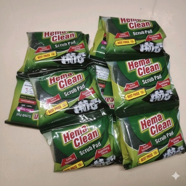 Hema Clean Brand Green Scrubber Medium- Mrp 15, Price 6/pcs [Set of 12pcs]