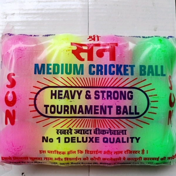 Sun Plastic Cricket Ball- Mrp 10, Price 6/Pcs [Pack of 12]