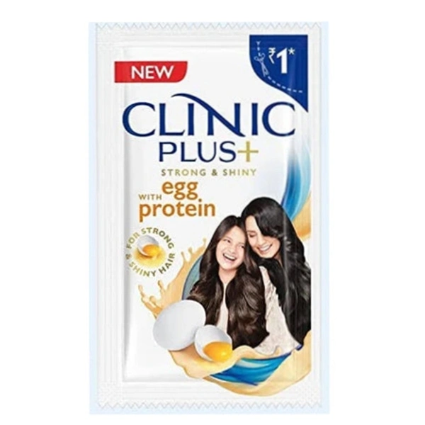 Clinic Plus Strong and Shiny Shampoo Sachet 6ml Egg Protein- Mrp 1, Price 0.875/Pcs[Pack of 16] - 4 Strip
