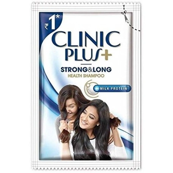 Clinic Plus Strong and Long Shampoo Sachet 6ml Milk Protein- Mrp 1, Price 0.875/Pcs[Pack of 16 ] - 4 Strip