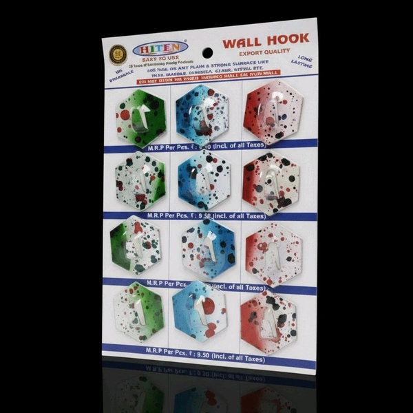 Multipurpose Wall Hook Key Hook Hiten- Mrp4.5,  Price3.5/pcs [Pack of 12pcs]
