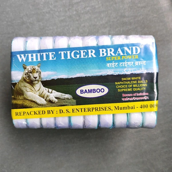 White Tiger Brand Naphthalene Ball, Phynel Goli, Damar Goli Jumbo- Mrp60, Price18/Pcs [Pack of 10set]