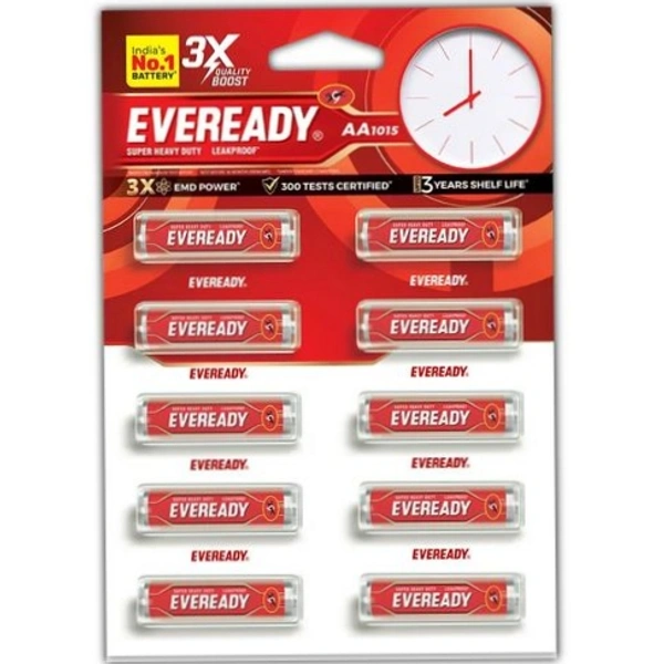 Eveready AA Battery Cell Red- Mrp 18, Price 12/Pcs [Pack of 10pcs] - 10pcs × 1pack